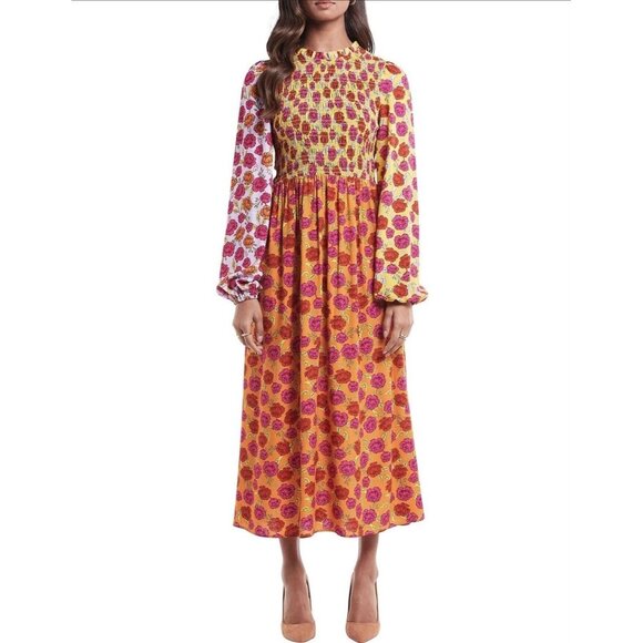 Never Fully Dressed Plus Floral Maxi Smock Long Sleeve Dress Size 16 - Picture 1 of 10